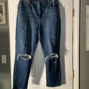 American Eagle Outfitters Dark Blue Distressed Knee Ripped Jeans